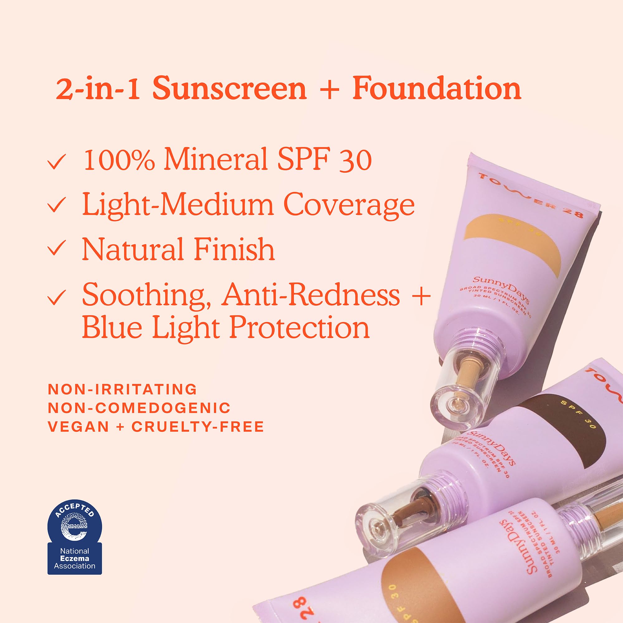 Tower 28 Swipe Serum Concealer in 3.0 + SunnyDays SPF 30 Tinted Moisturizer in 13 - Hydrating Medium-Full Coverage Concealer + 2-in-1 Buildable Coverage Foundation + Mineral Sunscreen (2 Count) - Image 3